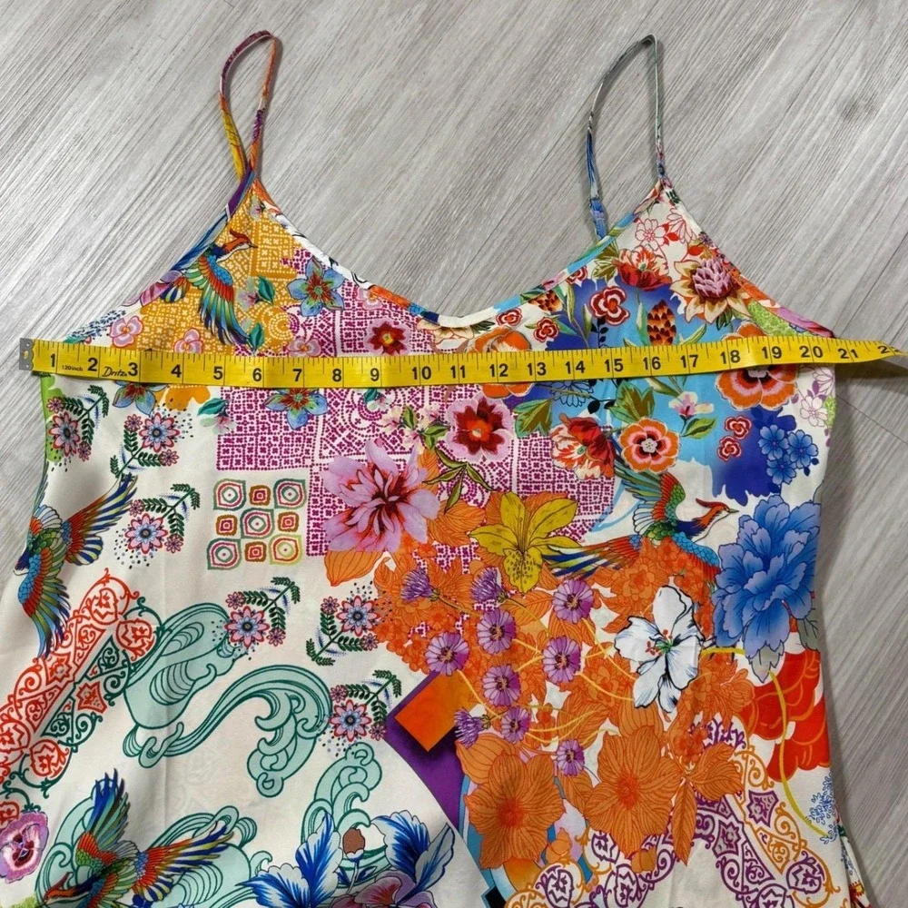 Johnny Was Floral Bird Print Cupra Maxi Slip Dress Multi Color R36124-4 Large - Picture 9 of 11